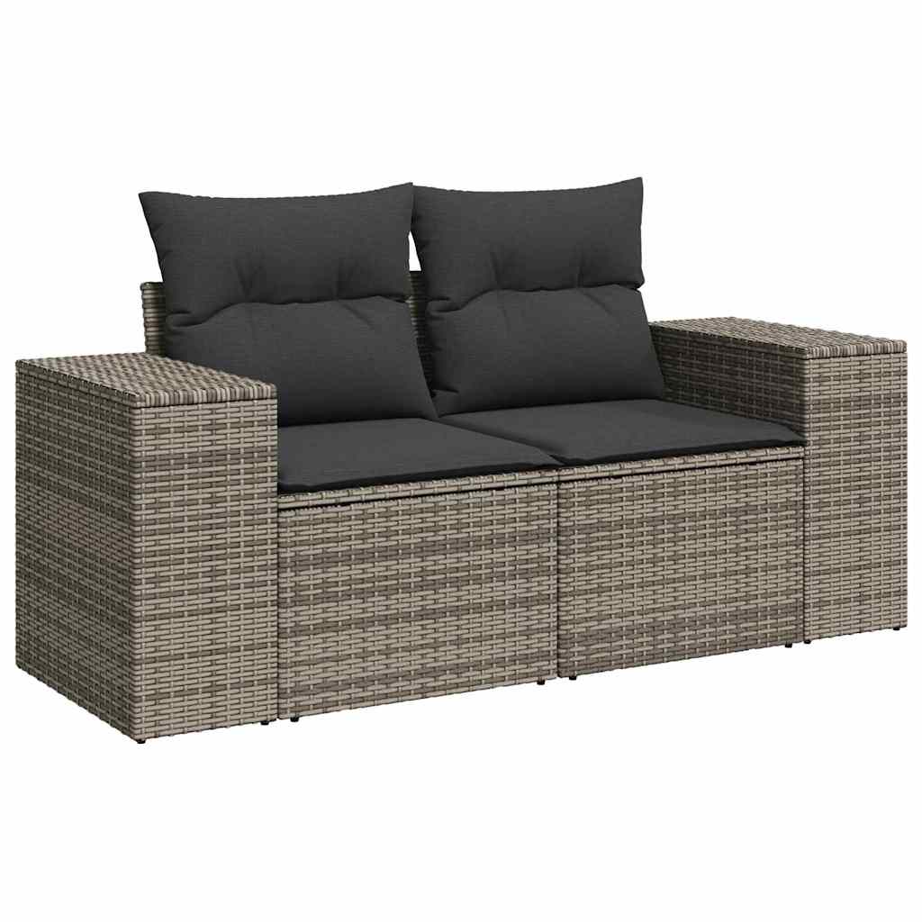 Gartensofa-set mit Kissen mit Speicher 8 pcs Grau Poly Rattan