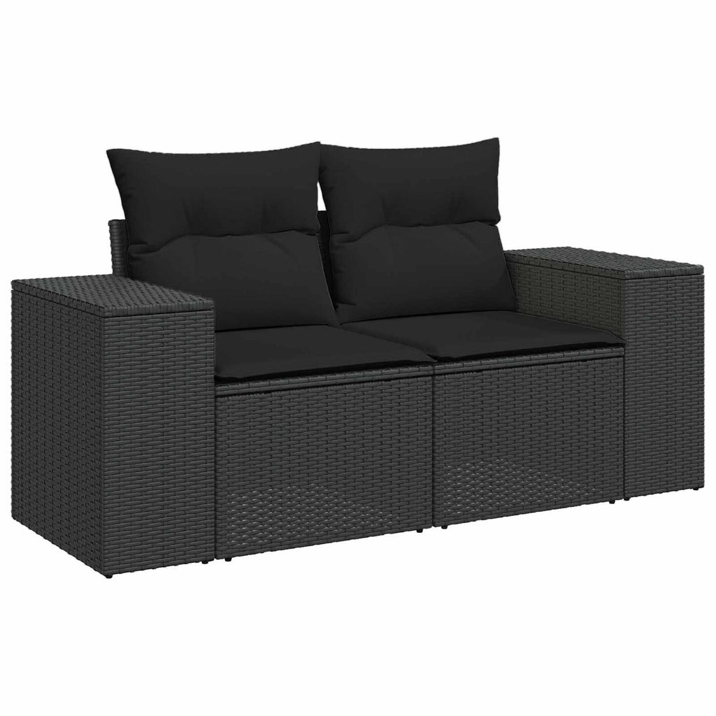 Gartensofa-set mit Kissen mit Kissen 8 pcs Schwarz Poly Rattan