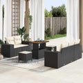 Gartensofa-set mit Kissen 8 pcs Schwarz und Creme Poly Rattan