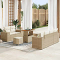 Gartensofa-set mit Kissen 8 pcs Beige und Creme Poly Rattan