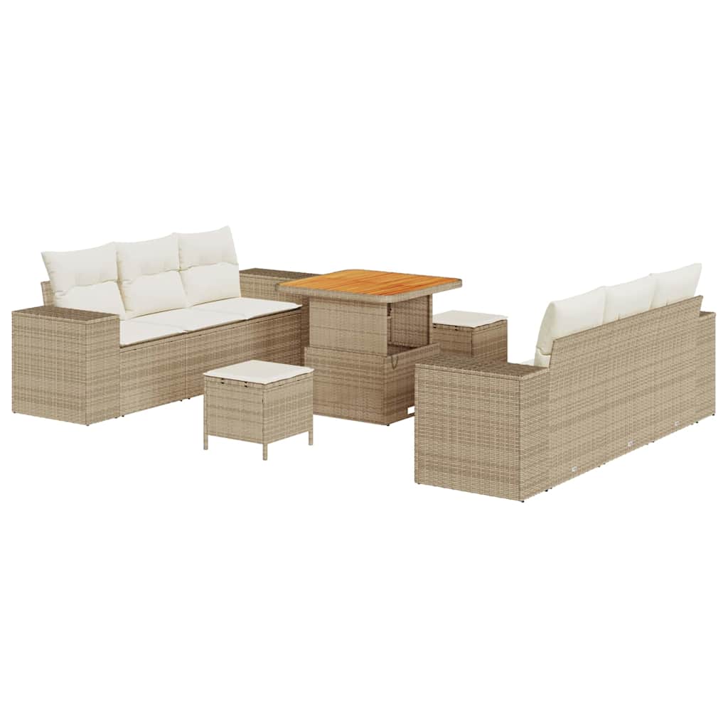 Gartensofa-set Beige und Creme 221 x 204 x 85 cm Poly Rattan
