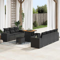 Gartensofa-set mit Kissen mit Kissen 10 pcs Schwarz Poly Rattan
