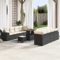 Gartensofa-set mit Kissen 11 pcs Schwarz und Creme Poly-Rattan