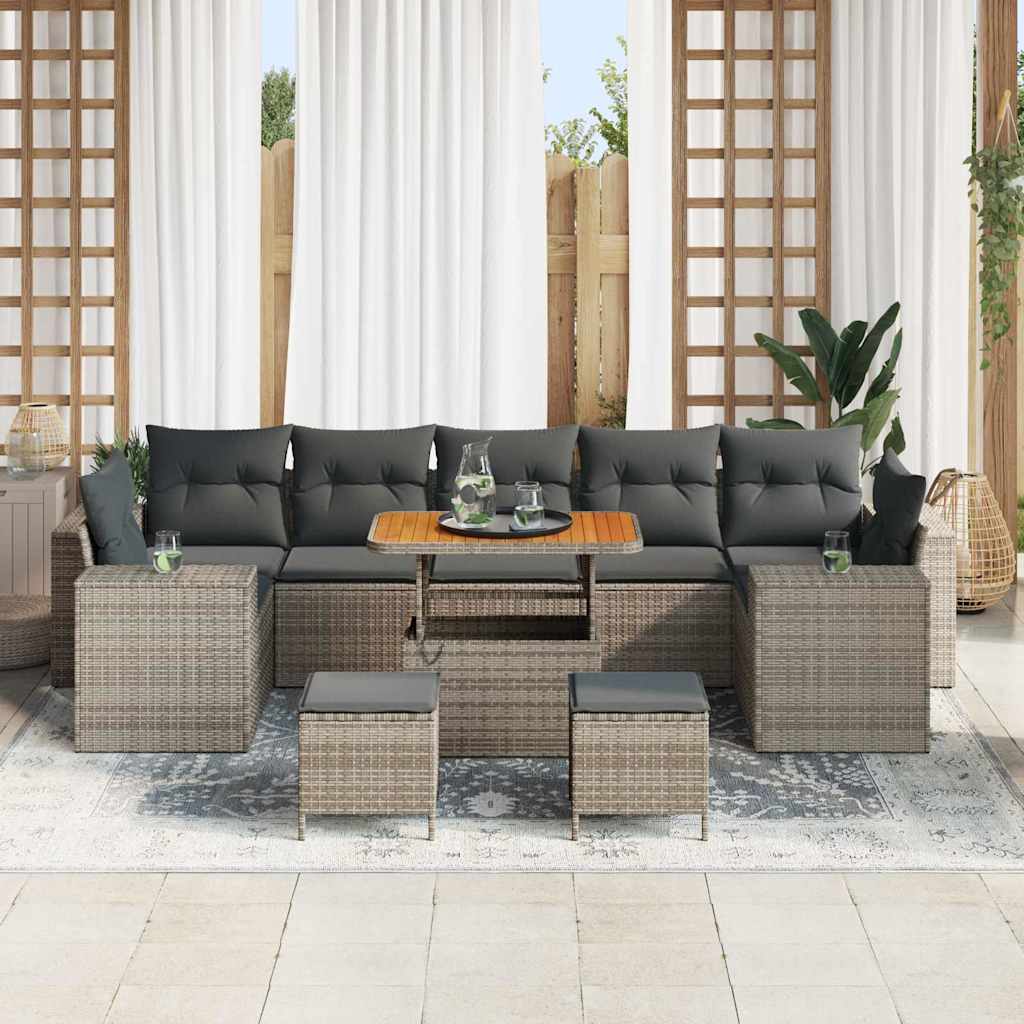 Garten-Sofa-Set mit Kissen mit Speicher mit Kissen 10 pcs Grau