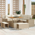 Gartensofa-set mit Kissen 8 pcs Beige und Creme Poly-Rattan
