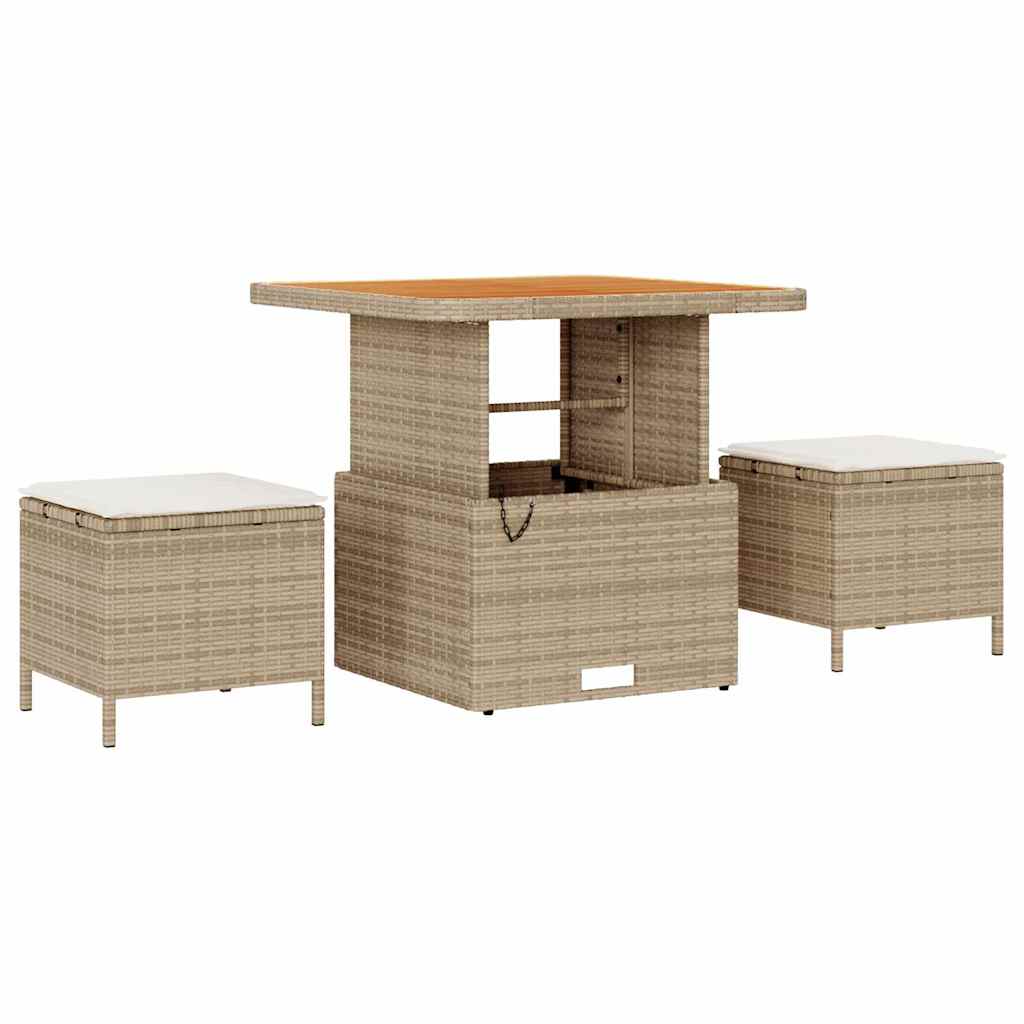 Gartensofa-set mit Kissen 8 pcs Beige und Creme Poly-Rattan