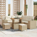 Gartensofa-set mit Kissen 8 pcs Beige und Creme Poly-Rattan
