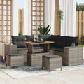 Gartensofa-set mit Kissen mit Speicher 8 pcs Grau Poly-Rattan