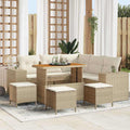 Gartensofa-set mit Kissen 9 pcs Beige und Creme Poly-Rattan