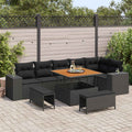 Gartensofa-set mit Kissen 9 pcs Schwarz Poly-Rattan