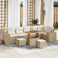 Gartensofa-set mit Kissen 9 pcs Beige und Creme Poly-Rattan