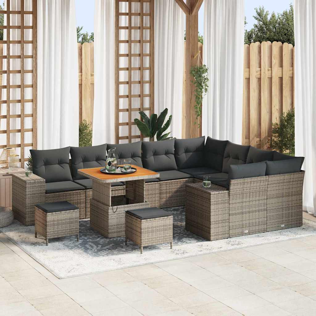 Garten-Sofa-Set mit Kissen mit Speicher mit Kissen 12 pcs Grau