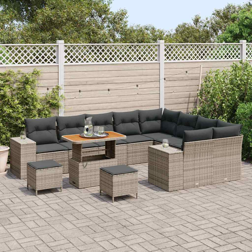 Garten-Sofa-Set mit Kissen mit Speicher mit Kissen 12 pcs Grau