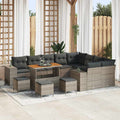 Garten-Sofa-Set mit Kissen mit Speicher mit Kissen 13 pcs Grau