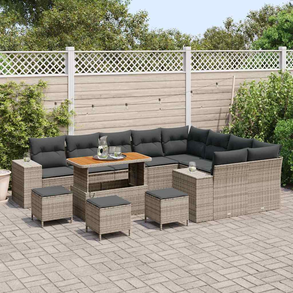 Garten-Sofa-Set mit Kissen mit Speicher mit Kissen 13 pcs Grau