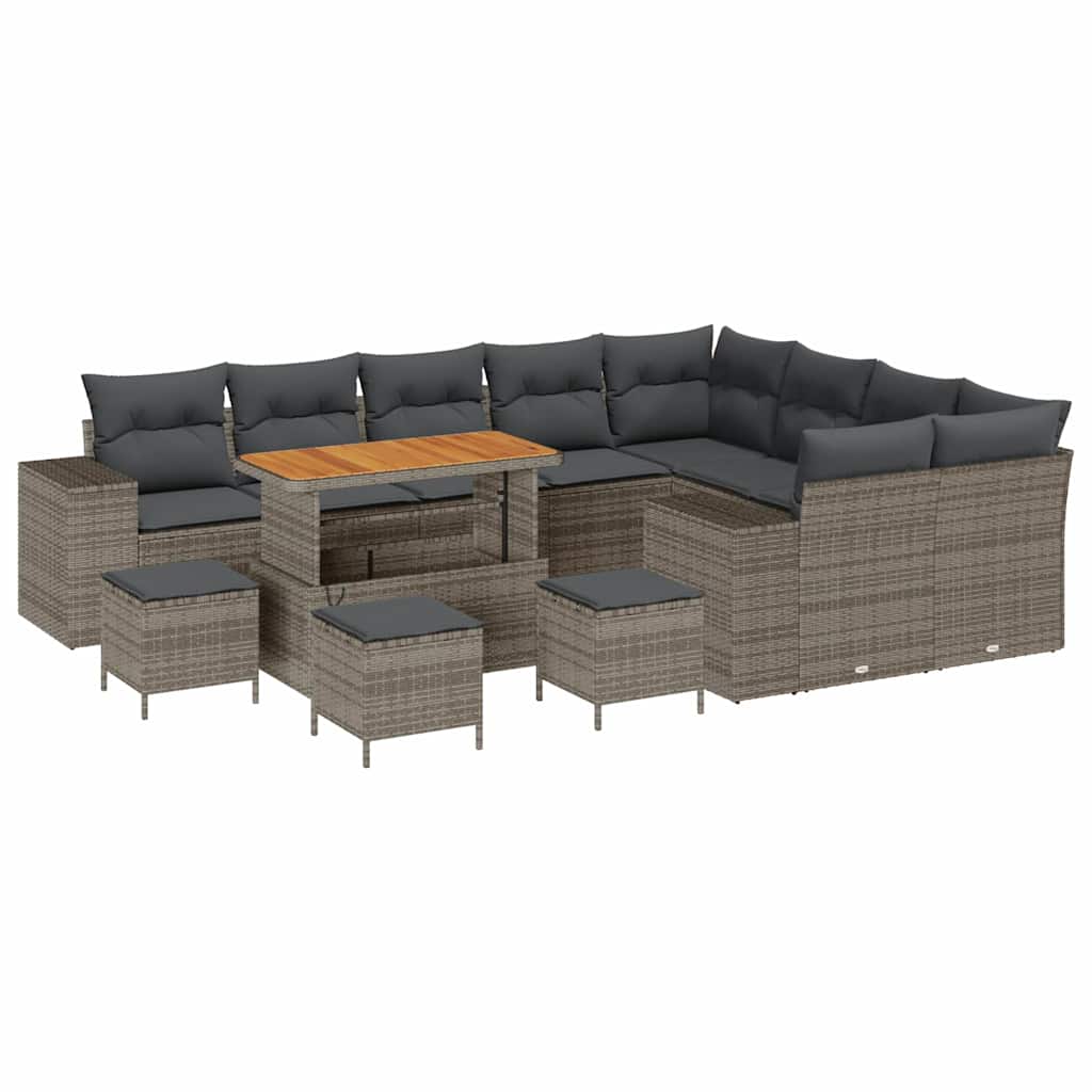Garten-Sofa-Set mit Kissen mit Speicher mit Kissen 13 pcs Grau