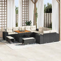 Gartensofa-set mit Kissen 13 pcs Schwarz und Creme Poly-Rattan