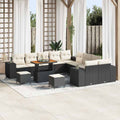 Gartensofa-set mit Kissen 13 pcs Schwarz und Creme Poly-Rattan
