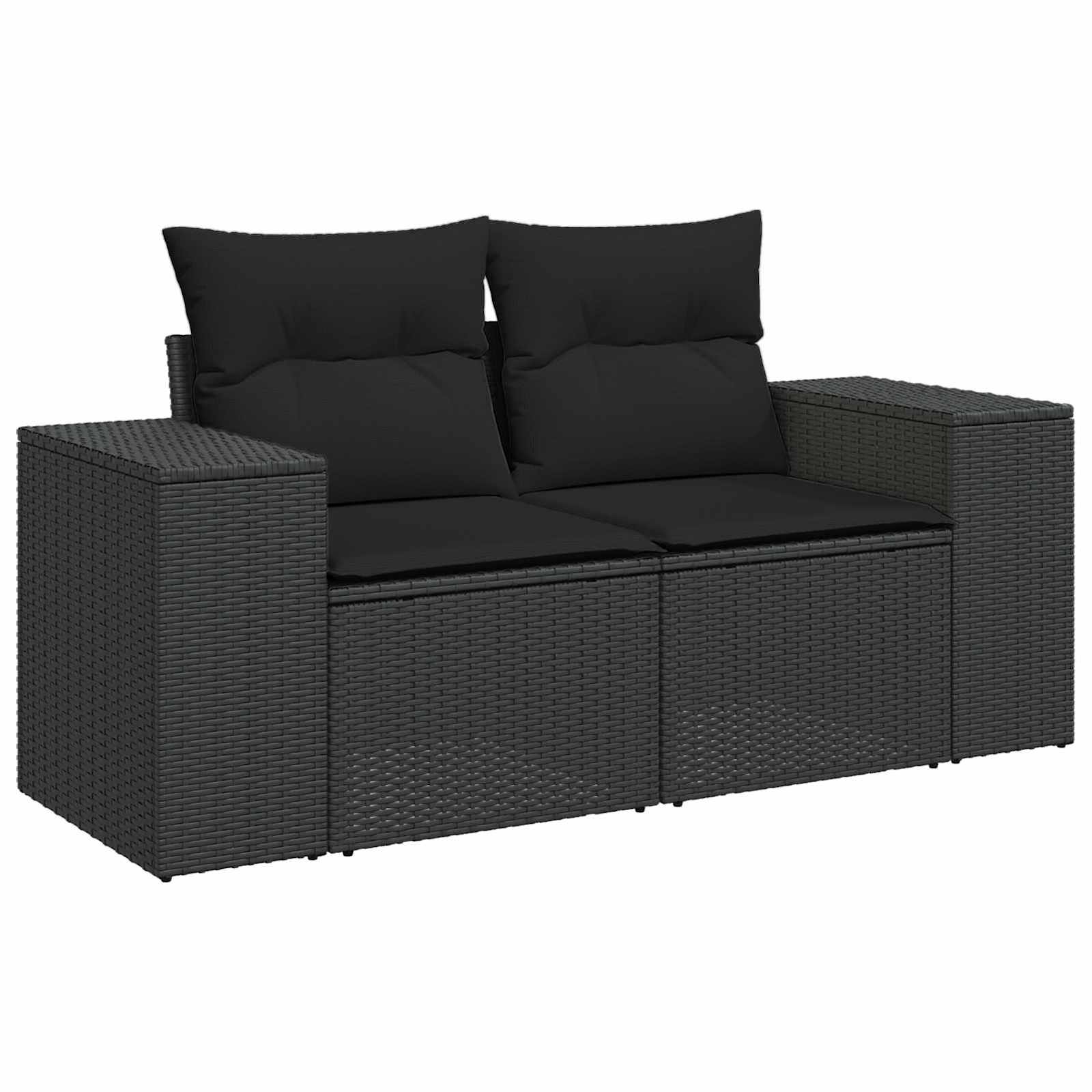 Gartensofa-set mit Kissen 14 pcs Schwarz Poly-Rattan
