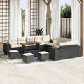 Gartensofa-set mit Kissen 14 pcs Schwarz und Creme Poly-Rattan