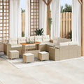 Gartensofa-set mit Kissen 14 pcs Beige und Creme Poly-Rattan