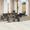Gartensofa-set mit Kissen 14 pcs Grau Poly-Rattan