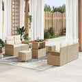Garten-Sofa-Set mit Kissen mit Speicher 8 pcs Beige und Creme