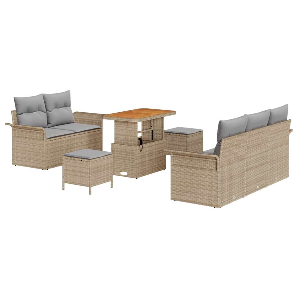 Garten-Sofa-Set mit Kissen 8 pcs Beige und Hellgrau