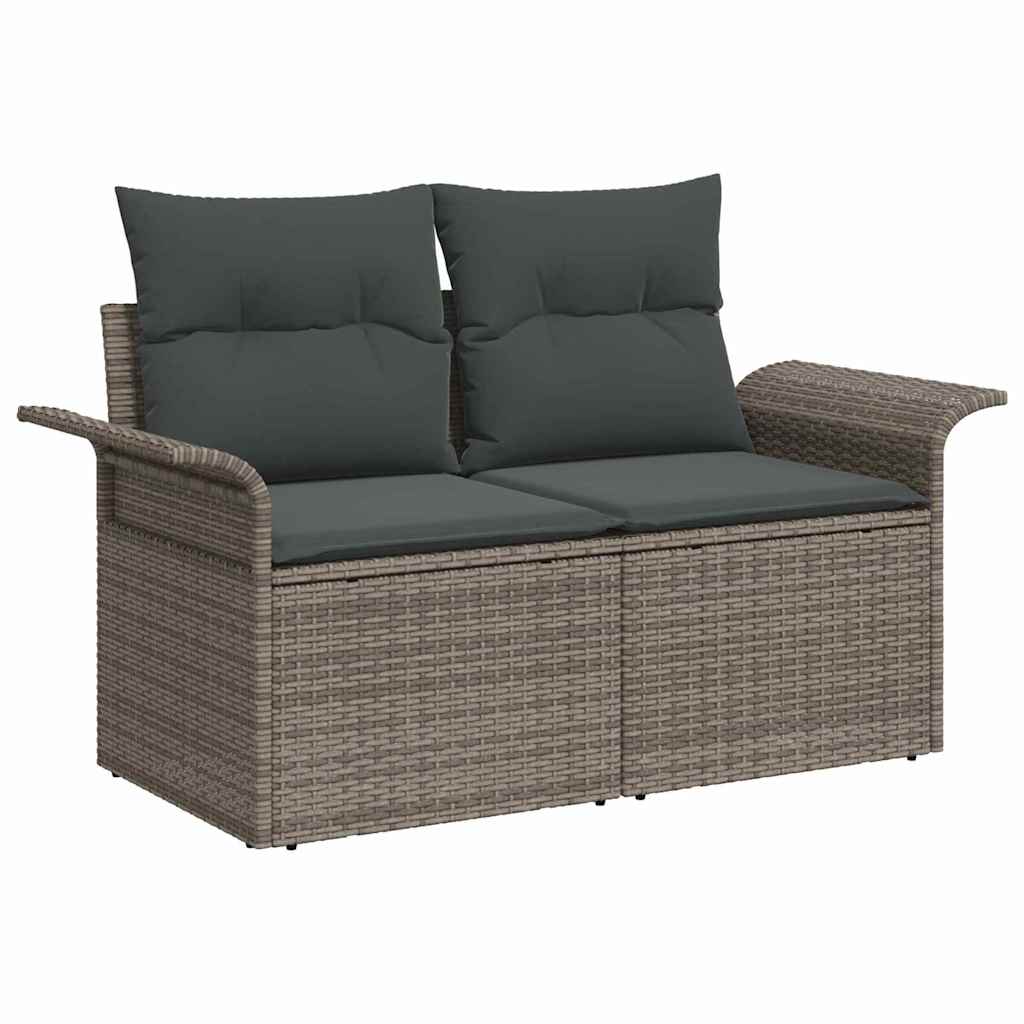 Garten-Sofa-Set mit Kissen mit Speicher 8 pcs Grau