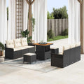 Garten-Sofa-Set mit Kissen mit Speicher 9 pcs Schwarz und Creme