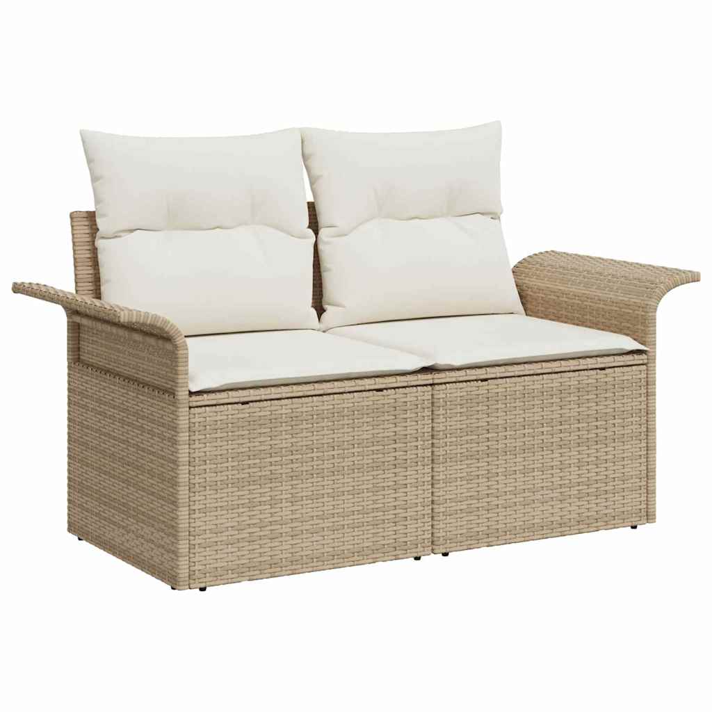 Garten-Sofa-Set mit Kissen mit Speicher 9 pcs Beige und Creme