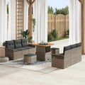 Garten-Sofa-Set mit Kissen mit Speicher 9 pcs Grau
