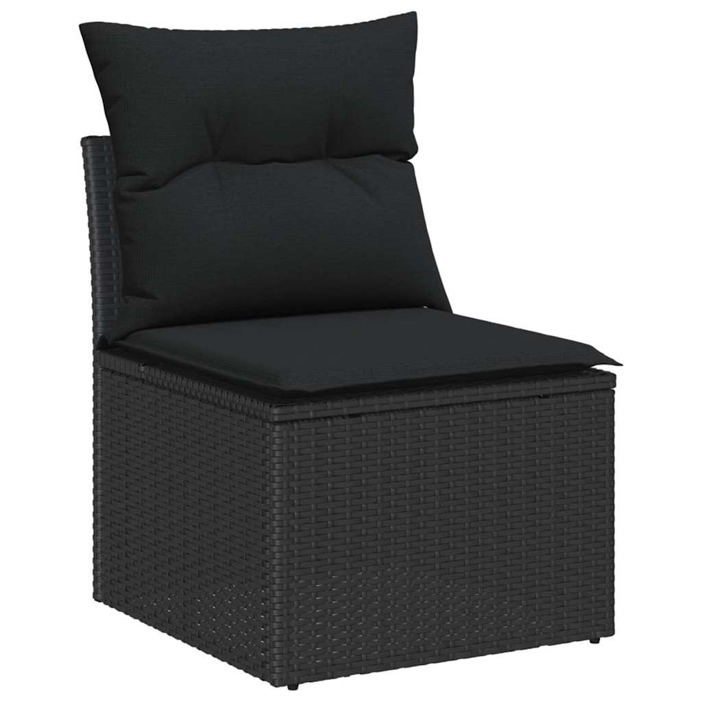 Garten-Sofa-Set mit Kissen mit Speicher 10 pcs Schwarz