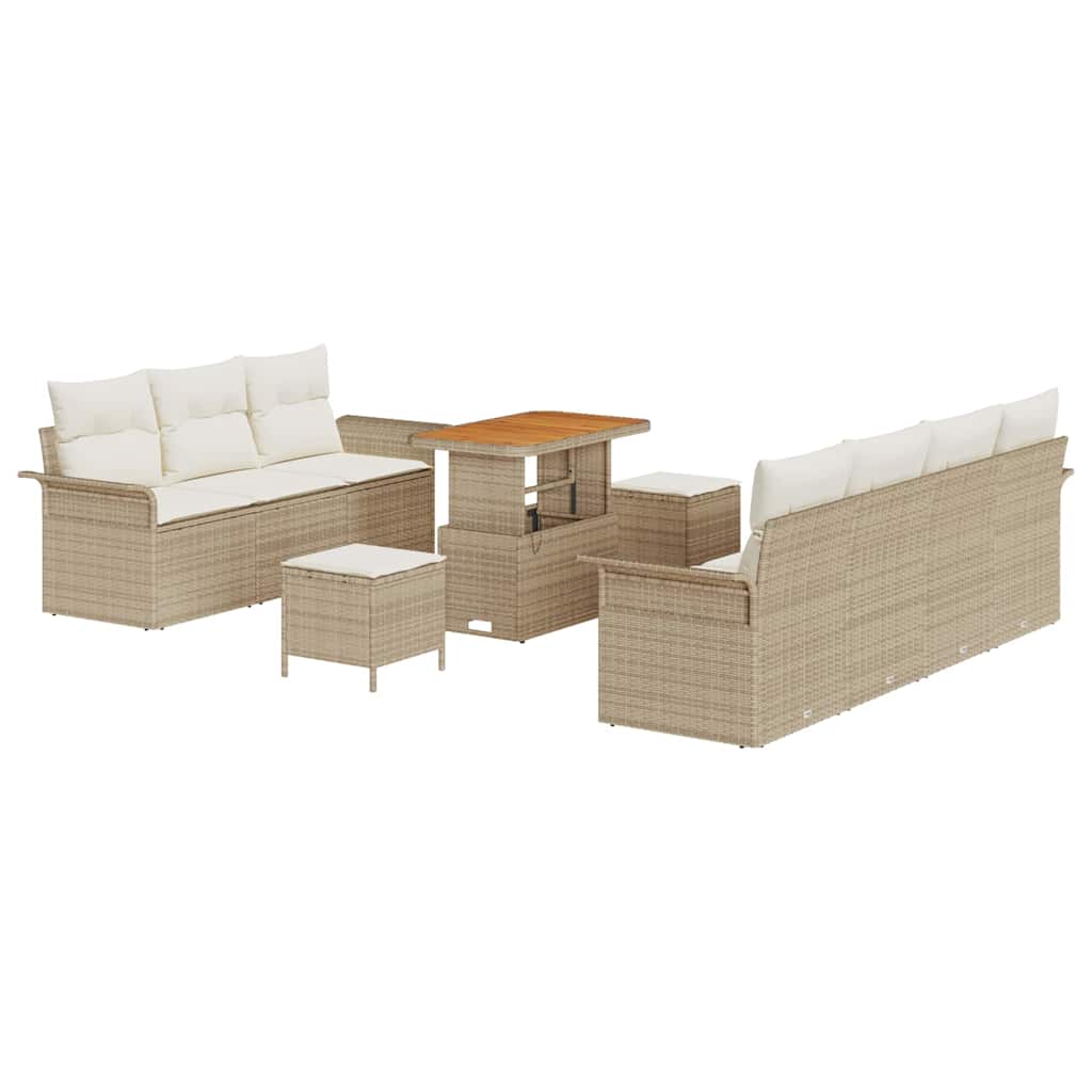 Garten-Sofa-Set mit Kissen mit Speicher 10 pcs Beige und Creme