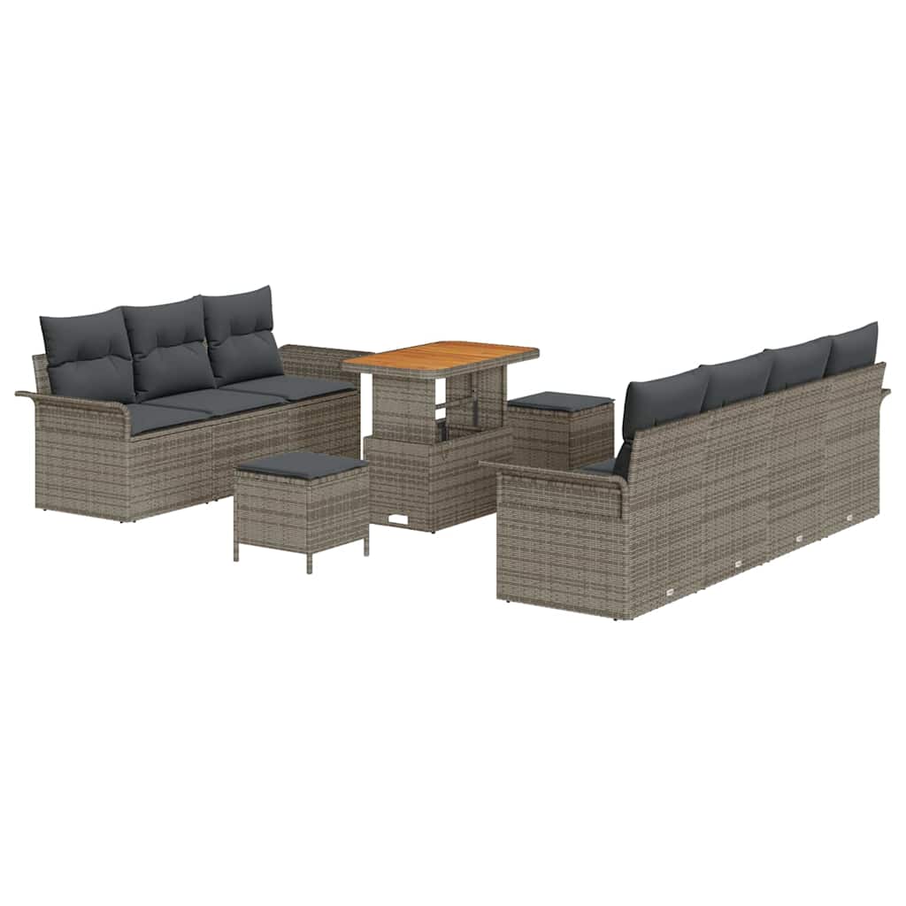 Garten-Sofa-Set mit Kissen mit Speicher mit Kissen 10 pcs Grau