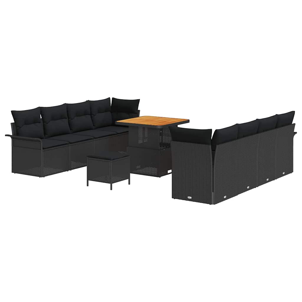 Garten-Sofa-Set mit Kissen mit Speicher Schwarz 80 x 80 x 71 cm