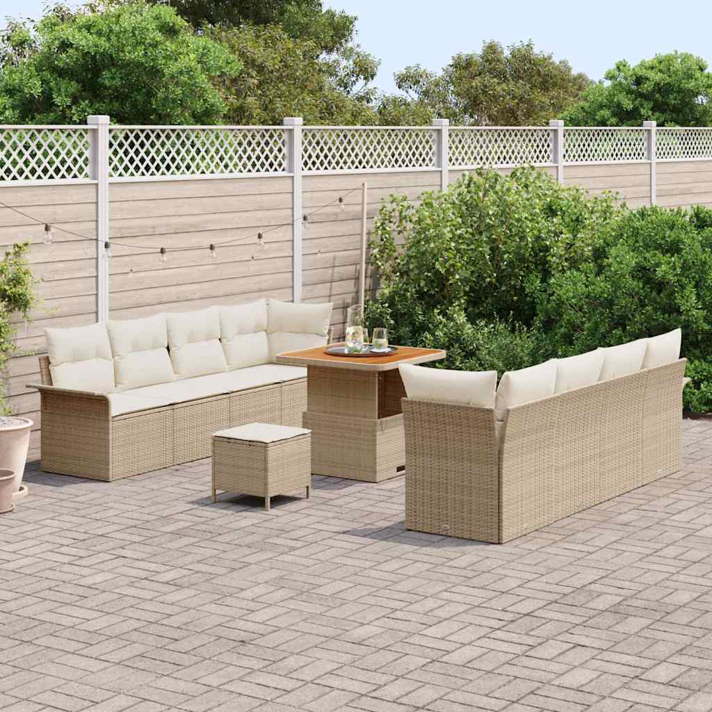 Garten-Sofa-Set mit Kissen Beige und Creme 80 x 80 x 71 cm