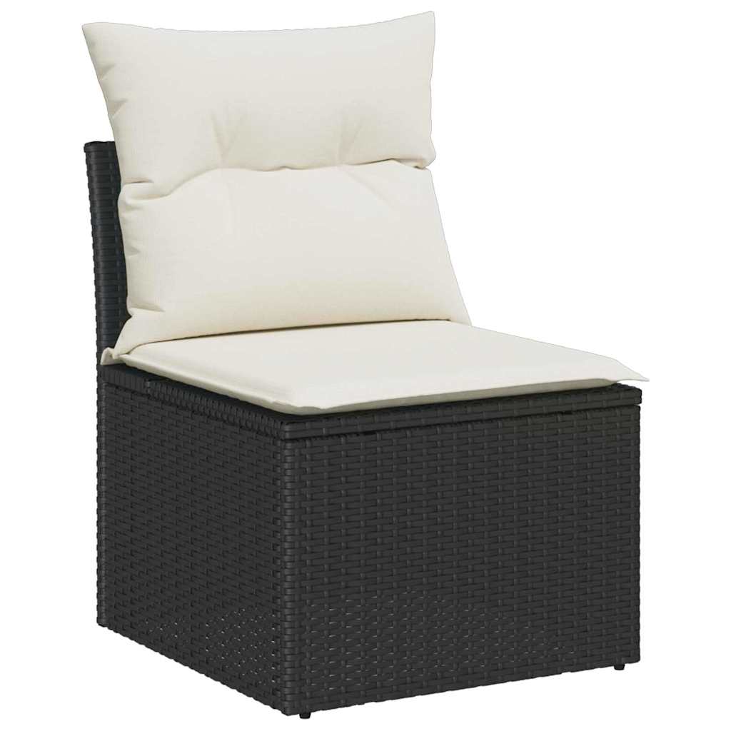 Garten-Sofa-Set mit Kissen Schwarz und Creme 90 x 55 x 71 cm