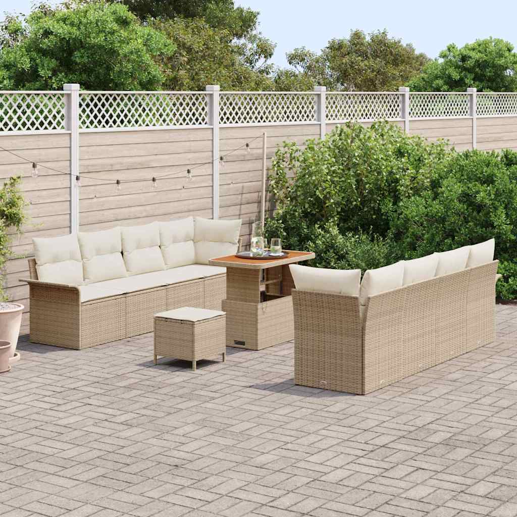 Garten-Sofa-Set mit Kissen Beige und Creme 90 x 55 x 71 cm