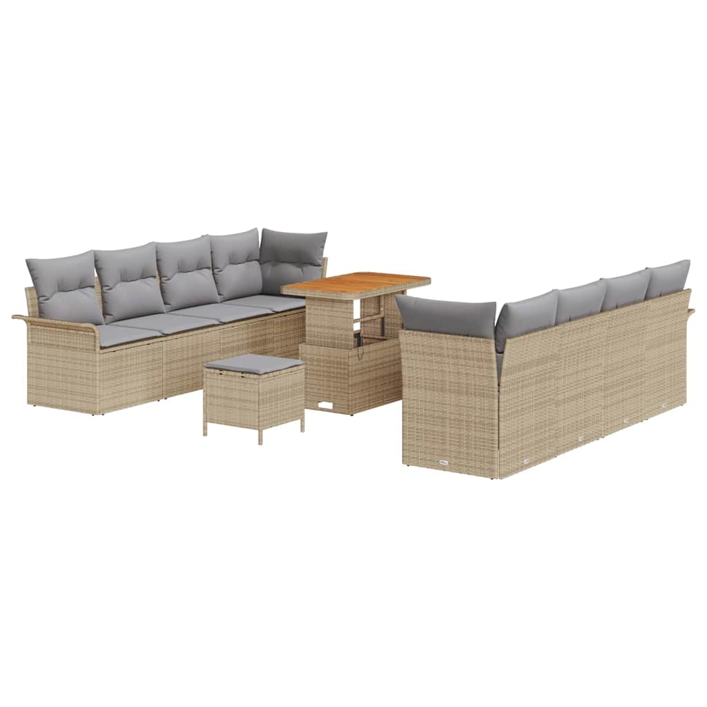 Garten-Sofa-Set mit Kissen Beige und Hellgrau 90 x 55 x 71 cm
