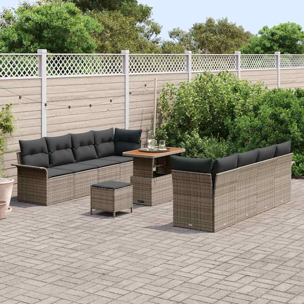 Garten-Sofa-Set mit Kissen mit Speicher Grau 90 x 55 x 71 cm