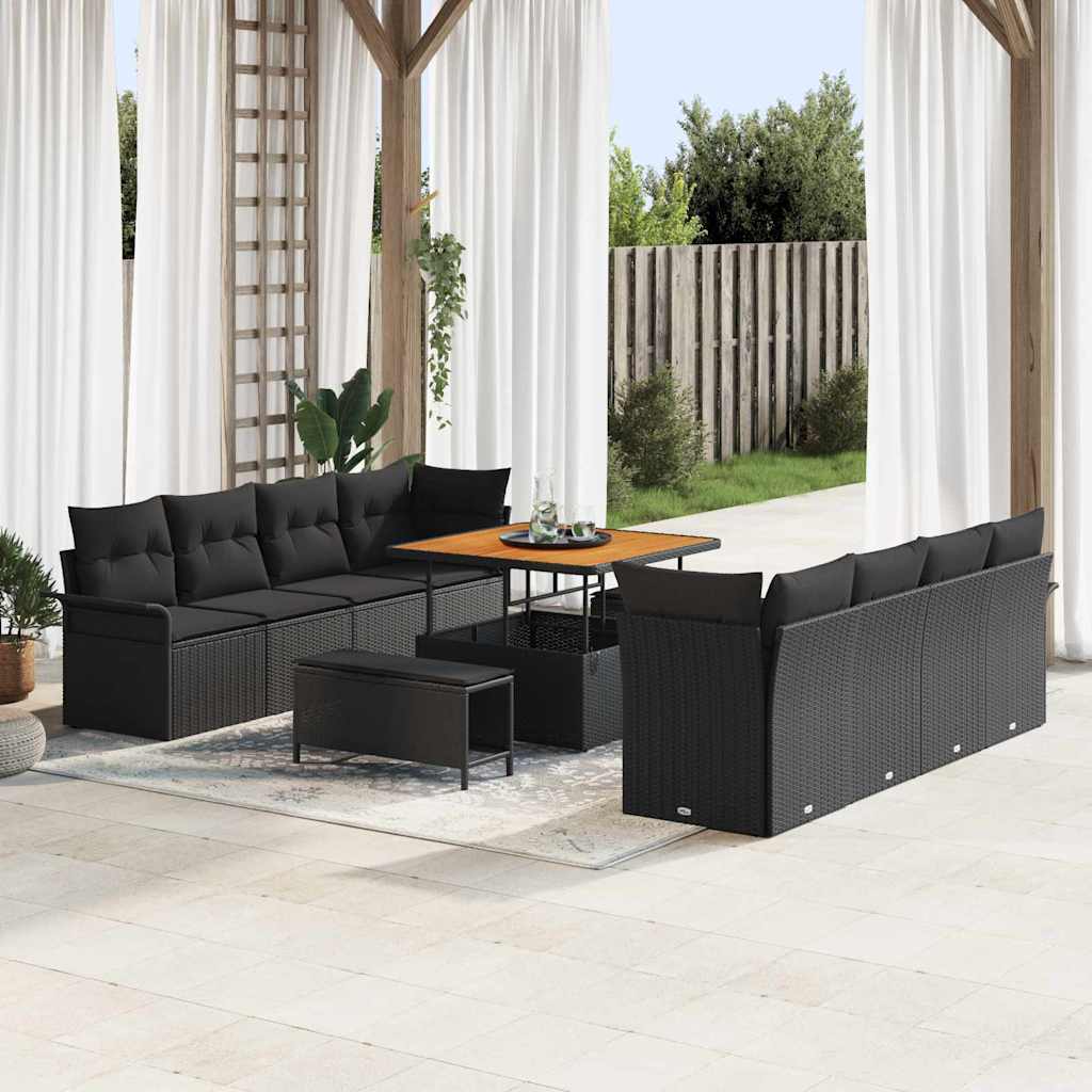 Garten-Sofa-Set mit Kissen Schwarz 100 x 100 x 71 cm
