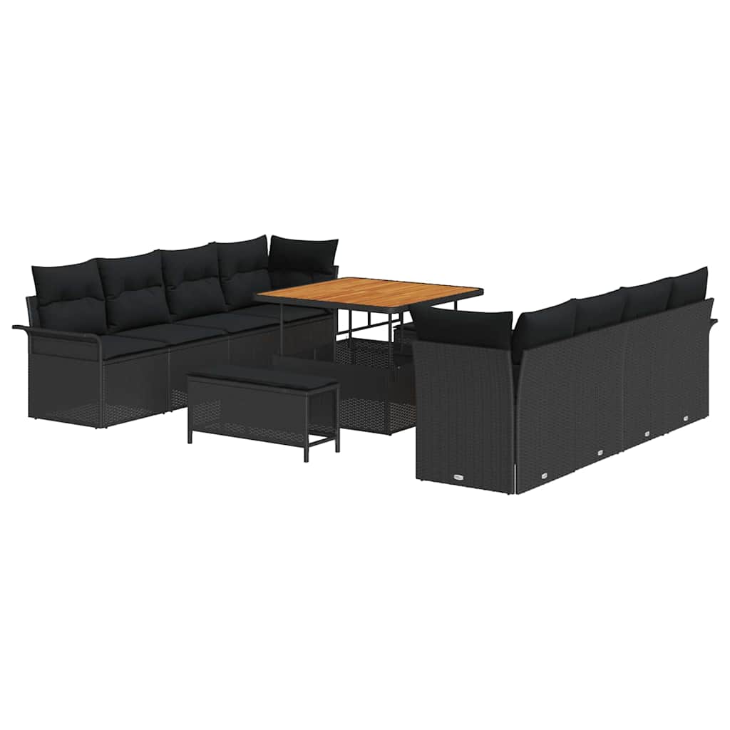 Garten-Sofa-Set mit Kissen Schwarz 100 x 100 x 71 cm