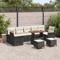 Garten-Sofa-Set mit Kissen 10 pcs Schwarz und Creme