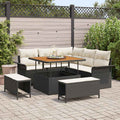 Garten-Sofa-Set mit Kissen mit Speicher 8 pcs Schwarz und Creme