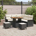 Garten-Sofa-Set mit Kissen mit Speicher 8 pcs Schwarz und Creme