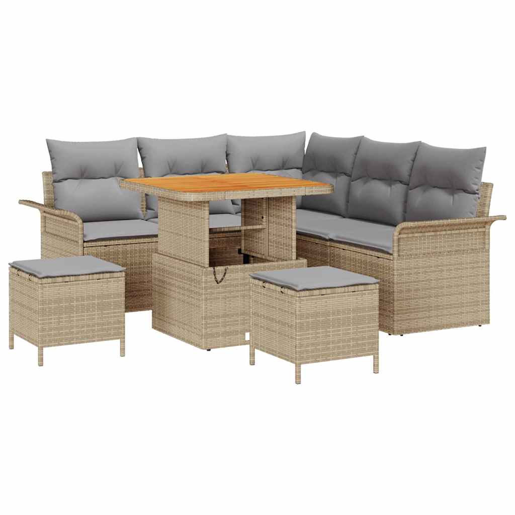 Garten-Sofa-Set mit Kissen mit Kissen 8 pcs Beige und Hellgrau