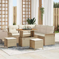 Garten-Sofa-Set mit Kissen mit Speicher 8 pcs Beige und Creme