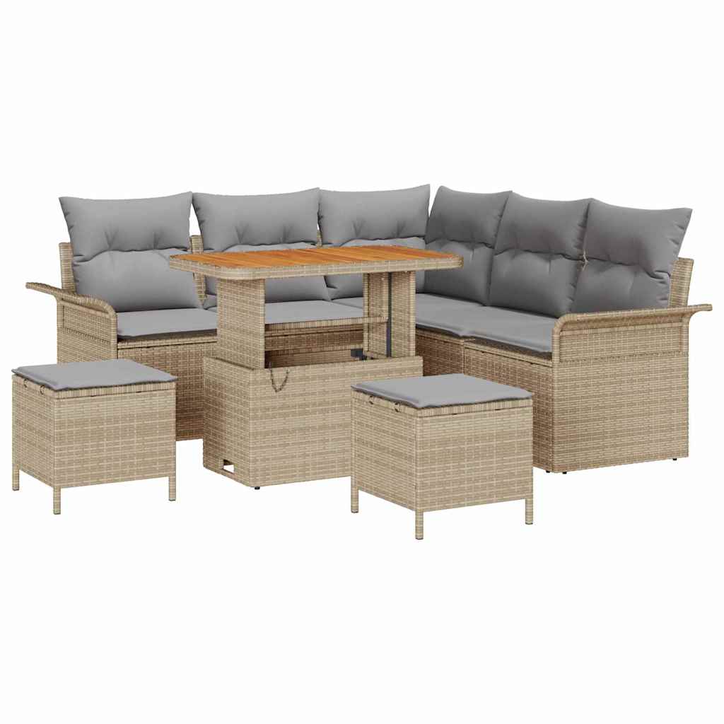 Garten-Sofa-Set mit Kissen mit Kissen 8 pcs Beige und Hellgrau