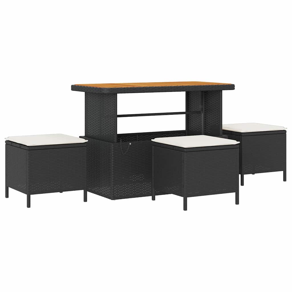 Garten-Sofa-Set mit Kissen mit Speicher 9 pcs Schwarz und Creme
